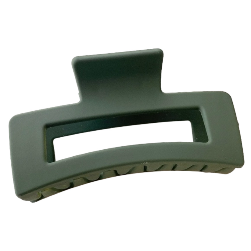 $12 (2 for $20) Large Solid Matte Green Hair Claw Clip Rectangular Crab Claw